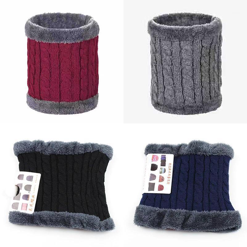 

Scarves Unisex Plus Velvet Thick Winter Neck Scarf Couple Outdoor Knitted Collar Scarfs Solid Color Keep Warm Neckerchief, Blue;gray