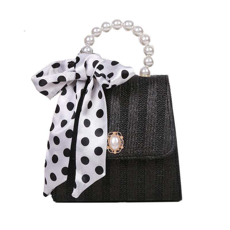 

Cross Body 2021 Summer Style Fashion Retro Pearl Chain Ladies Handbag And Messenger Bag Party Universal Mini, Black