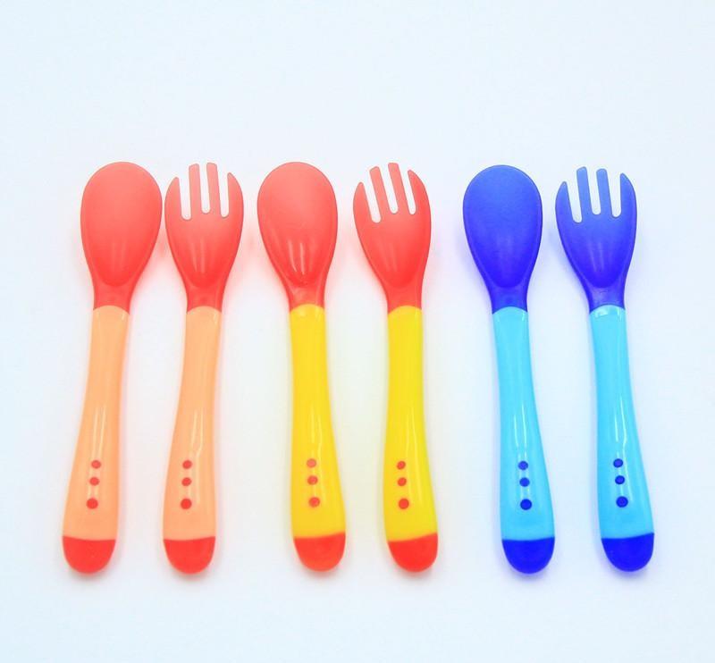 Baby Temperature Sensing Utensils Spoon and Fork Safety Feeding Flatware discolored RN8155-image-667022631