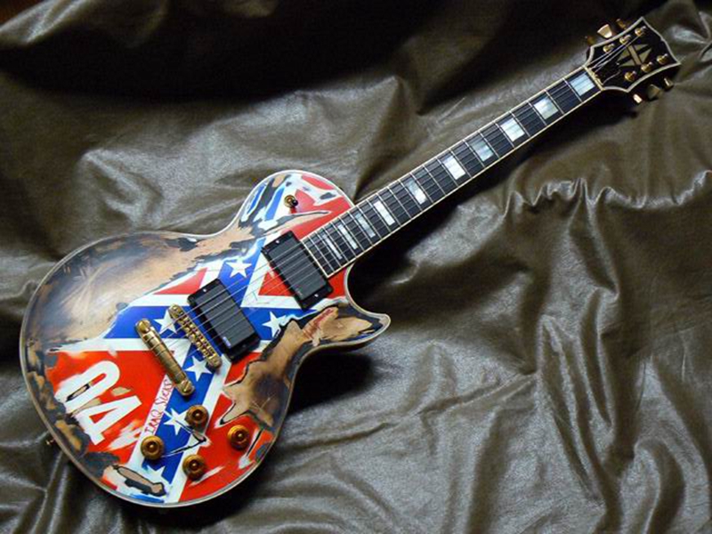 

Custom Shop ZAKK WYLDE REBEL FLAG Heavy Relic Electric Guitar Black Speed Knobs, Gold Hardware, China EMG Pickups