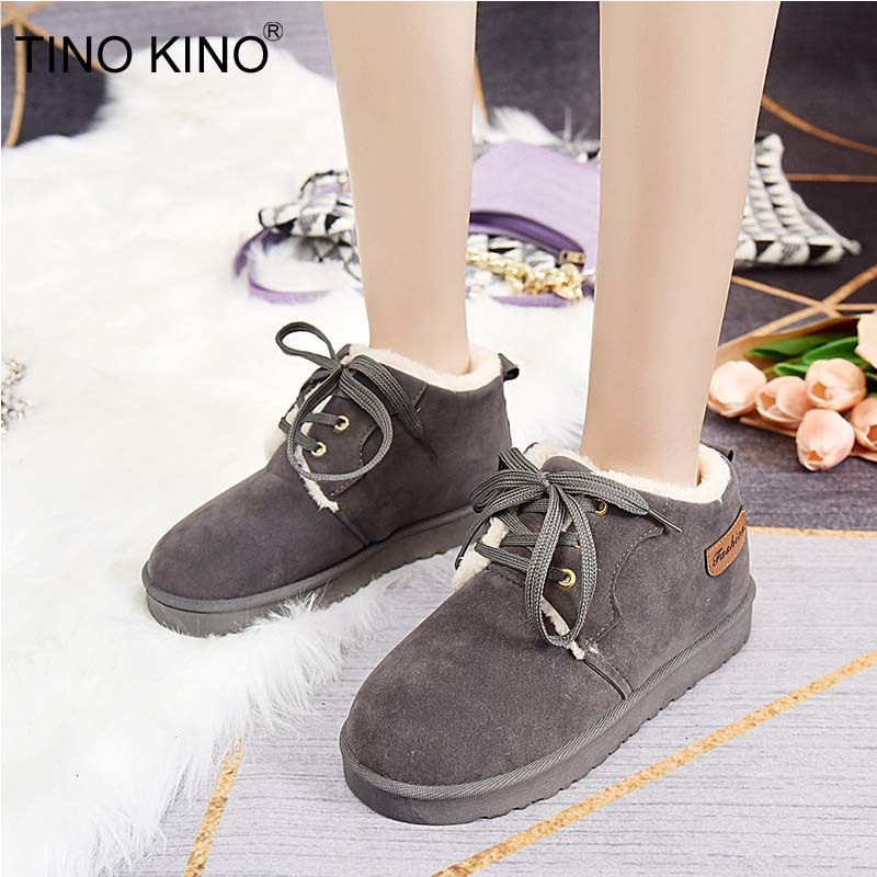 

2021 Women Snow Flats Shoes Winter Warm Plush Ladies Ankle Casual Lace Up Non Slip Fashion Boots New Wnyc QT4J, Green