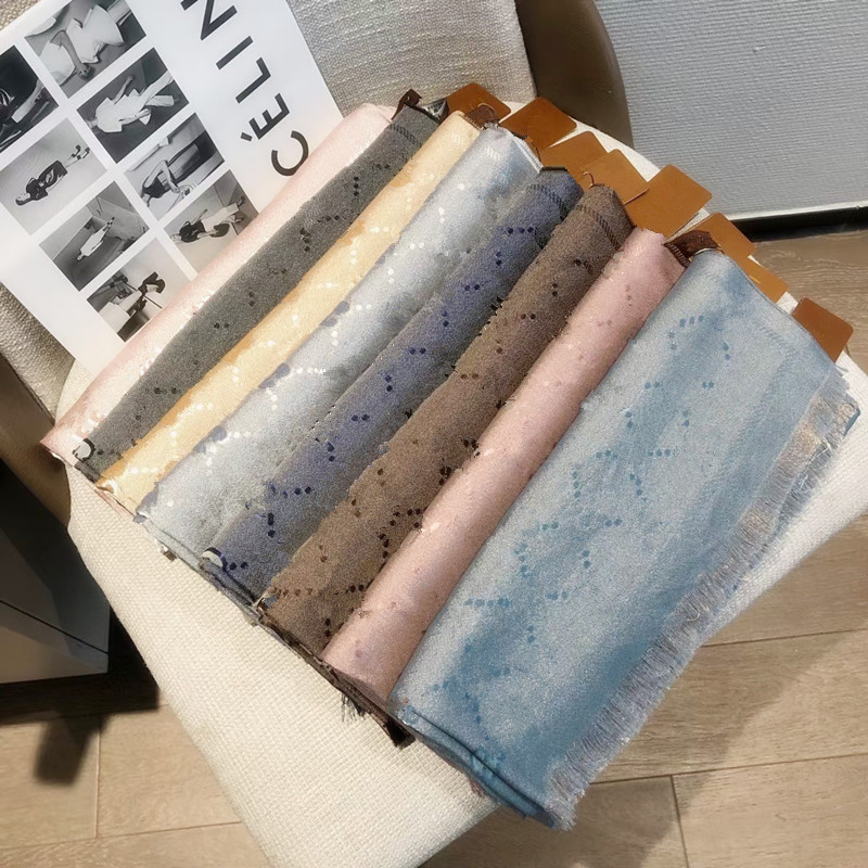 

High quality Silk and wool Scarf Fashion Womens 4 Seasons Shawl Scarf letter Scarves Size about 180x70cm 7 Color