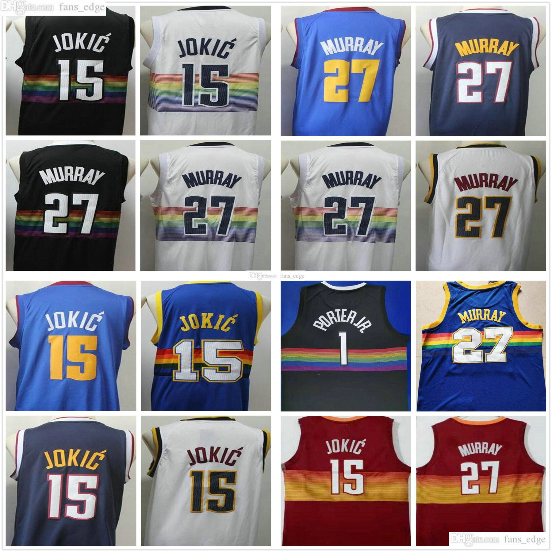 

NCAA Wholesale Mens Denver Nikola 15 Jokic Jersey Wholesale Cheap Nuggets Jamal 27 Murray Michael 1 Porter Jr. Blue White Black Basketball Jerseys, Black;red