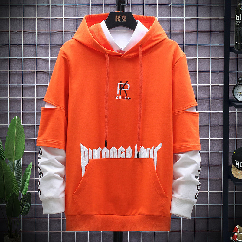 

2021 New Men's Hooded Hoodie Casual Korean Version Fashion Trend Spring Autumn Long Sleeve Hip Hop Sportswear Sweatshirts Men Gzg2, Coral red