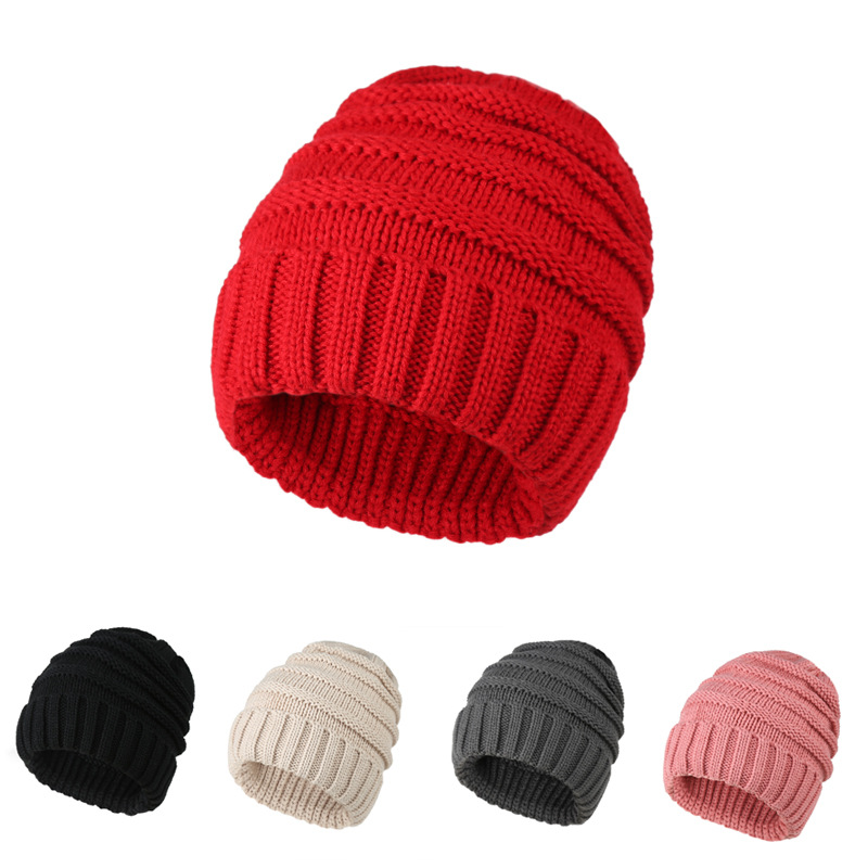 

2021 New Autumn and Winter Mens Womens Wool Hat Fashion Simple Outdoor Cold-Proof Flanging Pleated Slipover Knitted, Red
