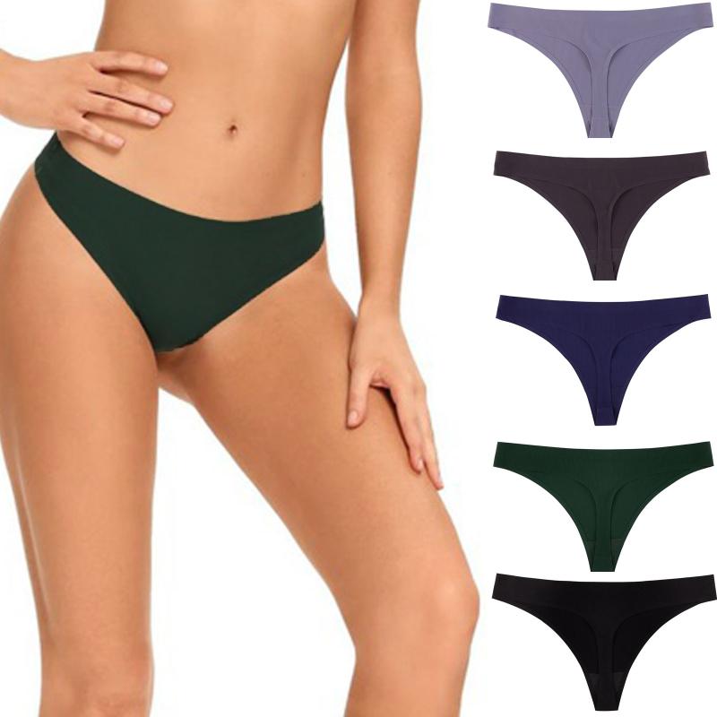 

Women' Panties Breathable Briefs Ultra-thin Thong Underwear Women 5PC One Piece Seamless Ice Silk Ladies Sexy Lingerie 2021, As show