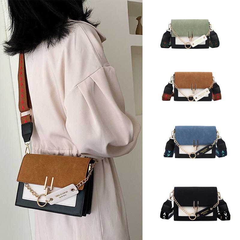 

Korean Shoulder Bag Women Leather Matte Fashion Small Square Bag Handbags For Women 2021 Designer Women's With A Wide Strap, Black