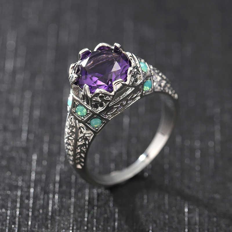 

Wedding Rings Retro Women Purple Ring Engagement Jewelry Size 6-10