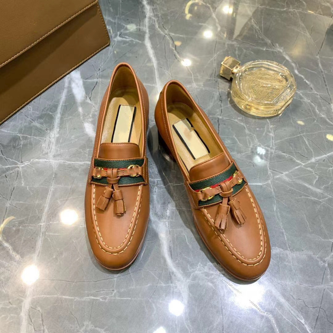 

The new Shoe Leather good Quality Fine Heel 4.5cm Black Brown Size 35-40