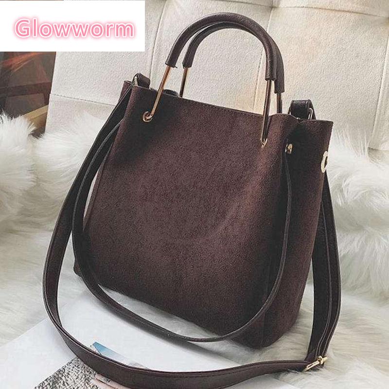 

Women's Vintage Leather Tote Luxury Faux Suede Crossbody Bags Ladies Handbags and Purses Female Solid color Shoulder, Black