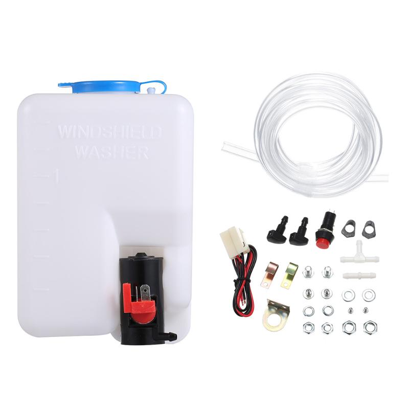 

Car Organizer Universal Windscreen Washer Bottle Kit With Pump Hose Jets Wiring Switch Cleaning Tools Accessories