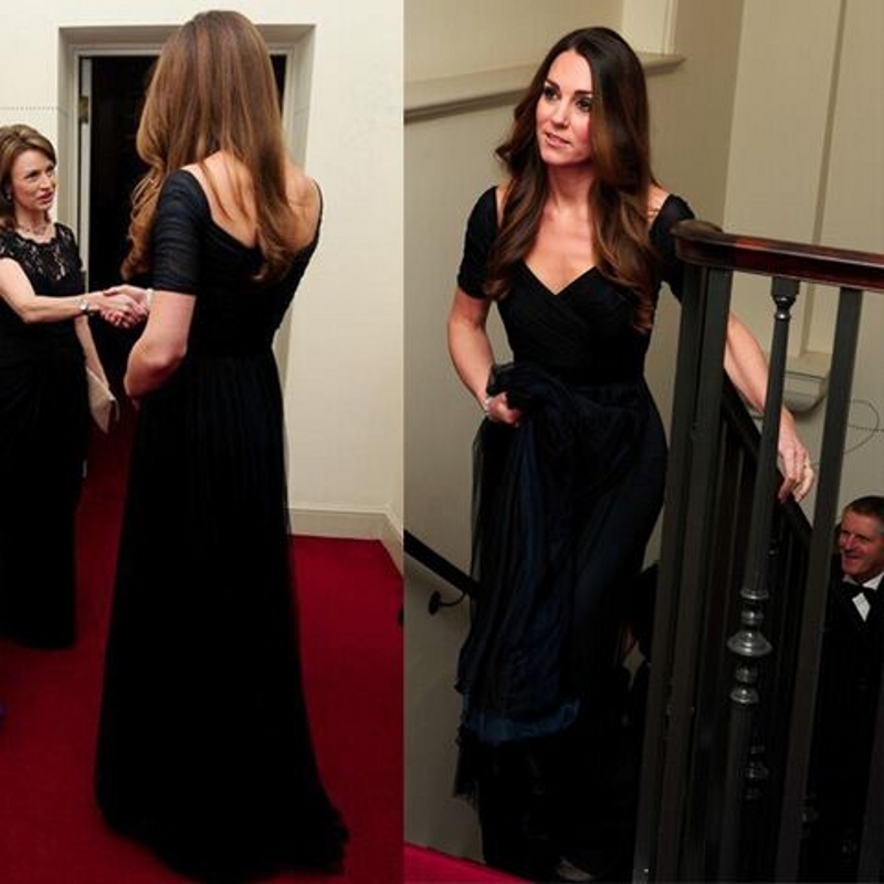 

2021 Robe Soriee New Long Black/dark Red/gray Evening Es A-line Off the Shoulder Half Sleeve Vestido Da Dama De Honra Ph9k, Sky blue