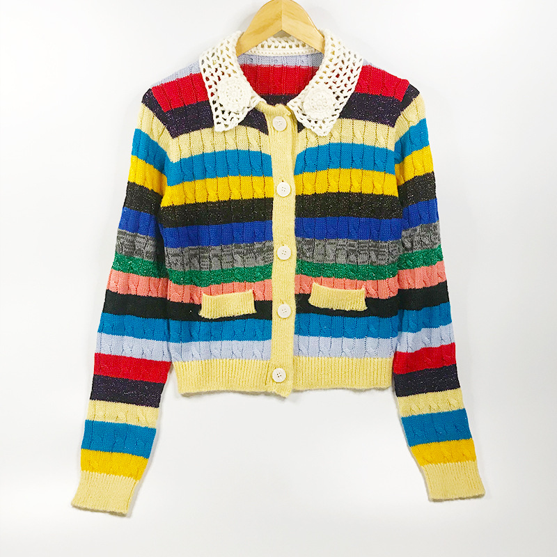

102 2021 Spring Free Shipping Sweater Long Sleeve High Quality Lapel Neck Cardigan Sweater Luxury Womens Clothes XUE, Customize