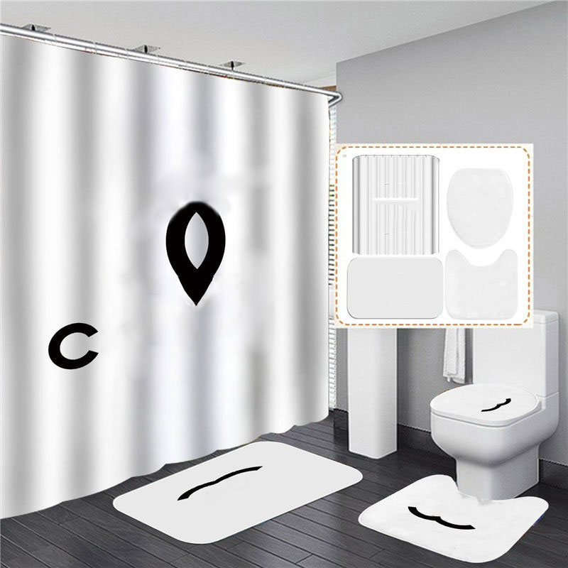 

Designer Print Shower curtain Sets Hipster High-grade Four-piece Suit Bathroom Anti-peeping Non-slip Deodorant Must Bath toilet Mats