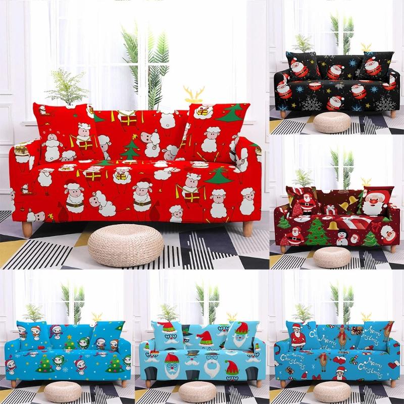 

chair covers four seasons sofa cover stretch full bohemian style christmas tree santa claus funda chaise lounge