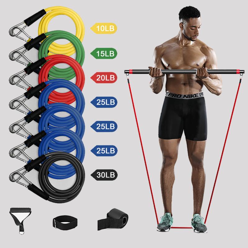 

Resistance Band Strength Training Bar Set Yoga Elastic Bands Gym Strength Exercise Fitness Pilates Workout Equipment Pull Rope