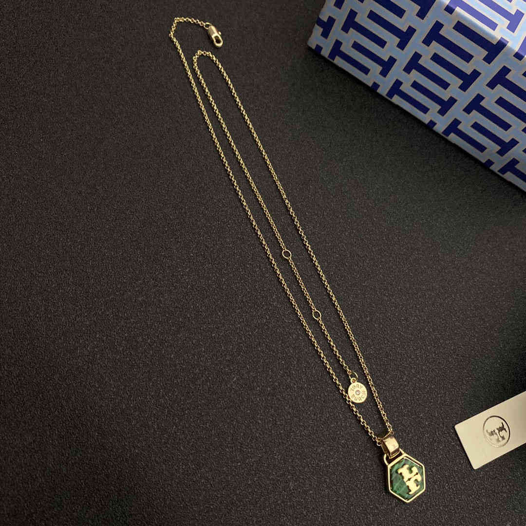 70% OFF Luxury Jewelry 2021 new TB fashion temperament fine polished hexagonal Malachite mother Shell Necklace Pendant Jewelry-image-715284829