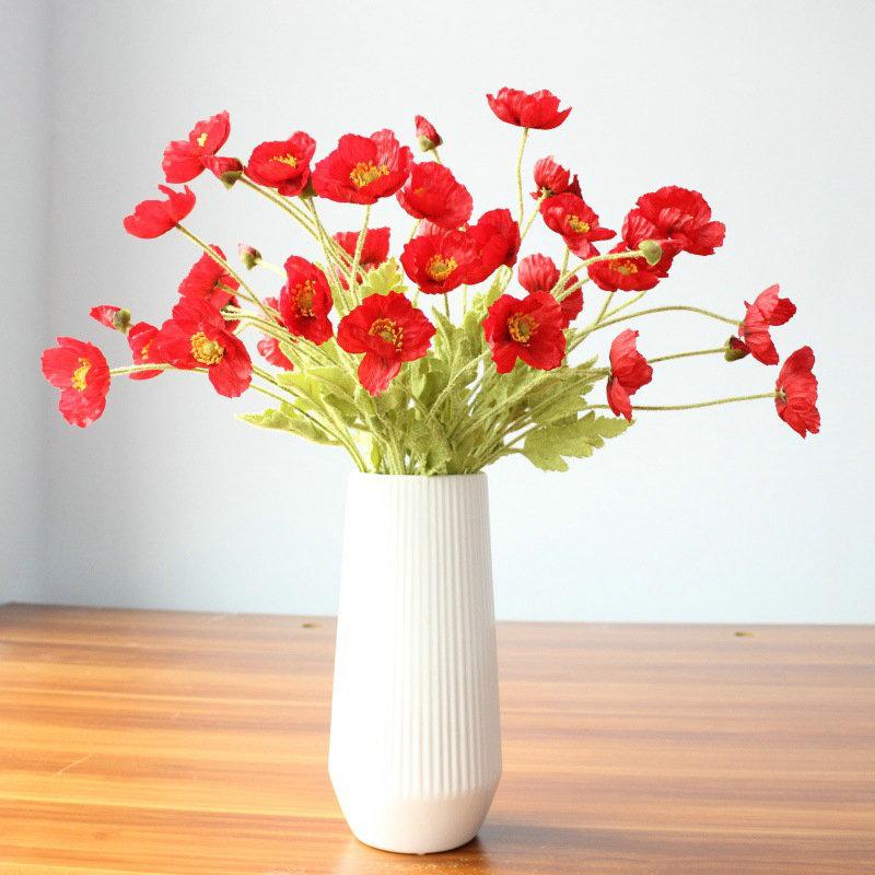 

Decorative Flowers & Wreaths 4 Head Poppy Bouquets Fake Bouquet Party Home Artificial House Supplies Decoration Wedding