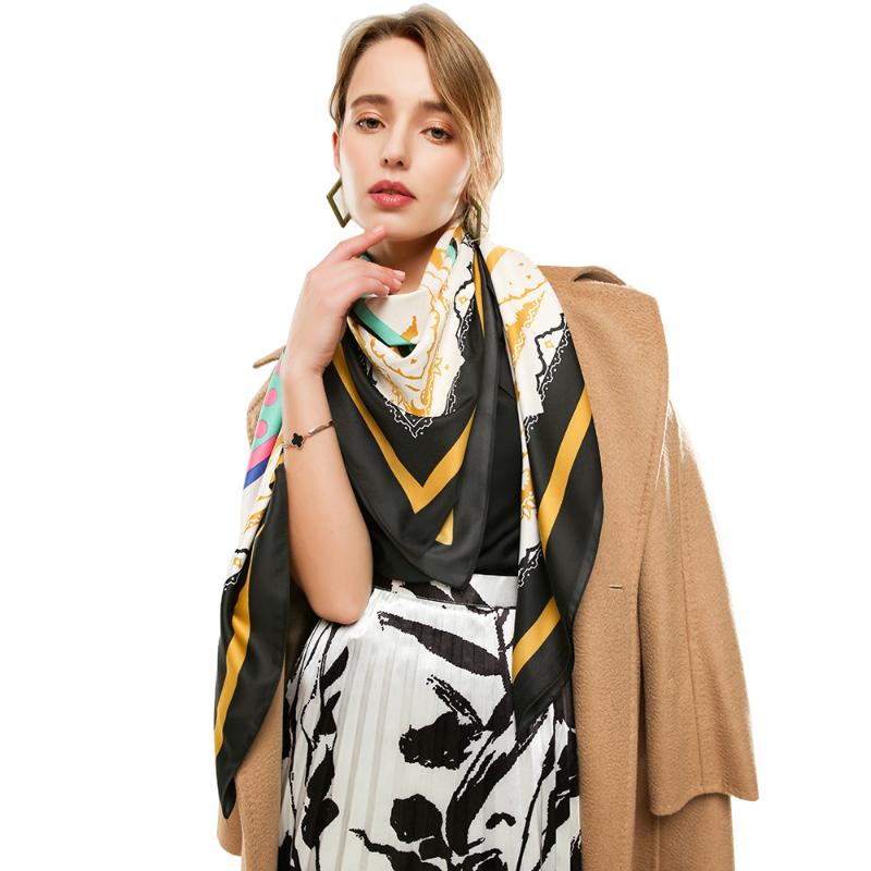 

Scarves 2021 Spring Autunmn Ladies Square Polyester Silk Feeling Neckerchief Dot Printing Pattern SC-013 135x135cm