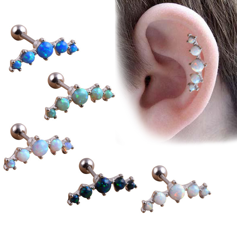 

Aobaoer Earring Multicolor Wave Ear Bones Nail Popular Opal