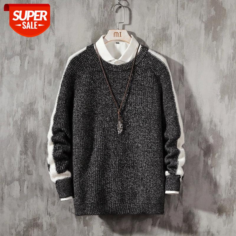 

Men'S Sweaters Spring Autumn Winter Clothes 2021 Grey Pull OverSize -4XL 5XL Korea Style Casual Standard Pullovers #2L3F, White;black