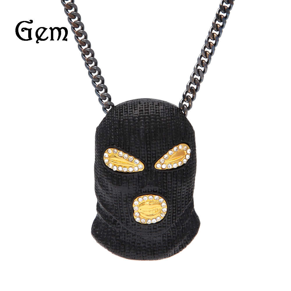 

New super cool Diamond Black masked anti terrorist headgear hip hop Pendant