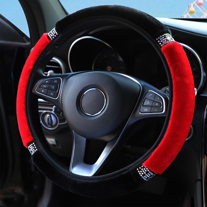 

Steering Wheel Covers No Inner Ring Color Diamond Elastic Cover Car Plush Handle Universal 38cm Diameter Interior Accessories