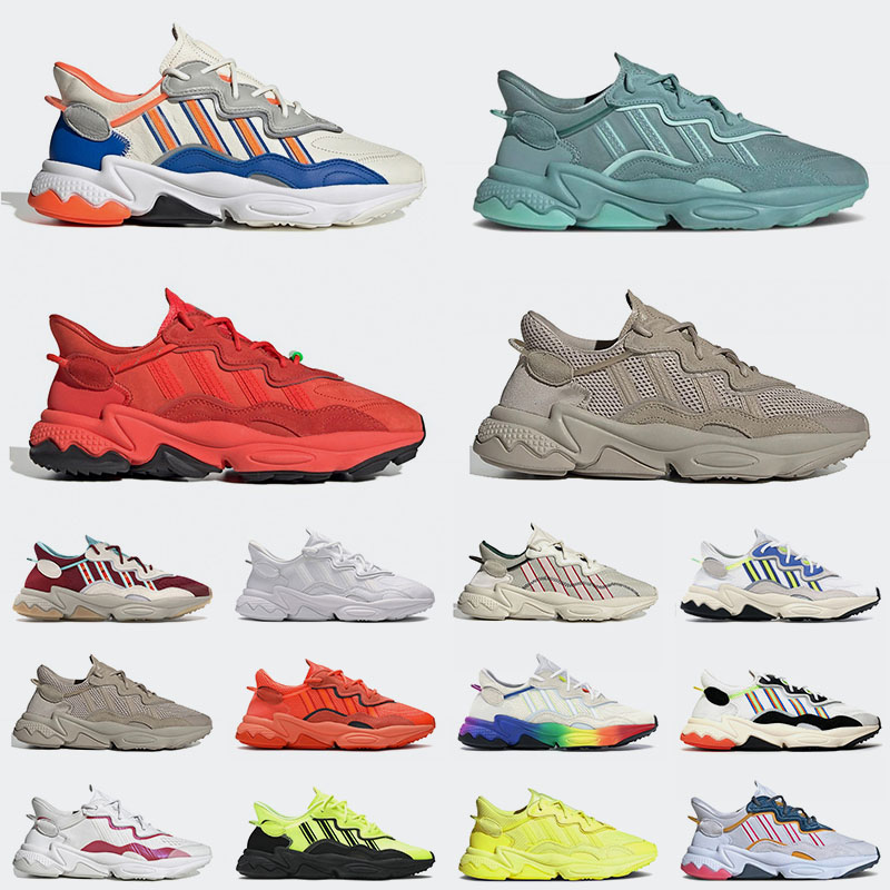 

2021 Top Quality Ozweego Flat Casual Shoes Sneakers White Multi Steel Trace Khaki Bold Orange Mens Women Fashion Trainers Sports 36-45, D7 40-45 frozen yellow