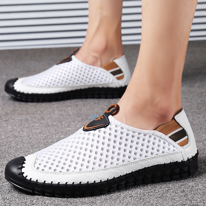 

Summer Men Shoes Outdoor Mesh Sneakers Men Breathable White Male Casual Shoes Luxury Brand Lightweight Mens Loafers Plus Size 48, Green