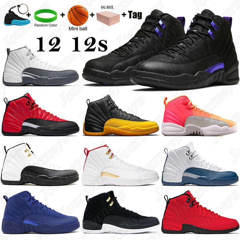 

2021 Box 12 12s Basketball Shoes black dark concord the master Athletic Trainers sunrise Indigo reverse flu game white dark grey Sneakers, 36.bubble wrap