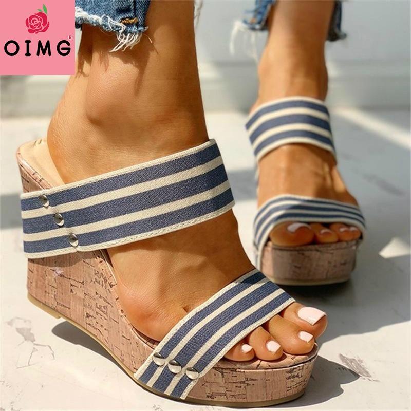 

OIMG Leisure big size35-43 Women comfortable Wedges Shoes Stock Summer Sandals Woman Platform High Heels Shoes Woman fashion, Black