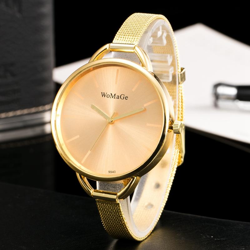 

Wristwatches Montre Femme 2021 Women Small Watches Top Gold Mesh Band Quartz Ladies Oversize, 9940gold