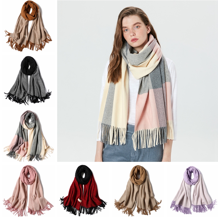 

Fashion Women Warm Long Scarf Lady Winter Shawl Cashmere Plaid Blanket Scarves Classic Tassel Scarf TTA1705, Blue;gray