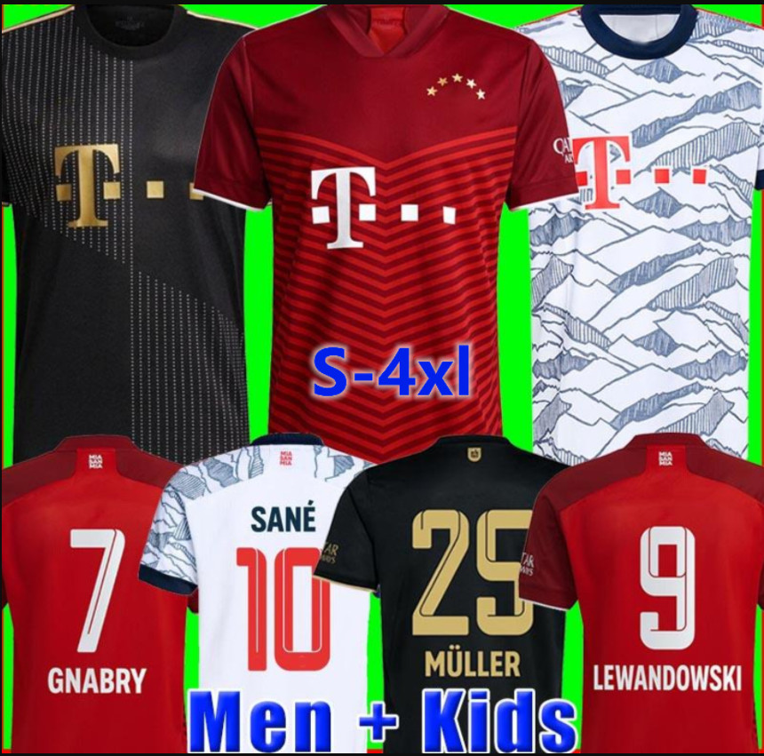 

S-4xl Bayern jerseys 21 22 LEWANDOWSKI SANE GORETZKA COMAN MULLER DAVIES soccer football shirt Men + Kids kit 2021 2022 HUMANRACE fourth 4th tops, Third+ucl