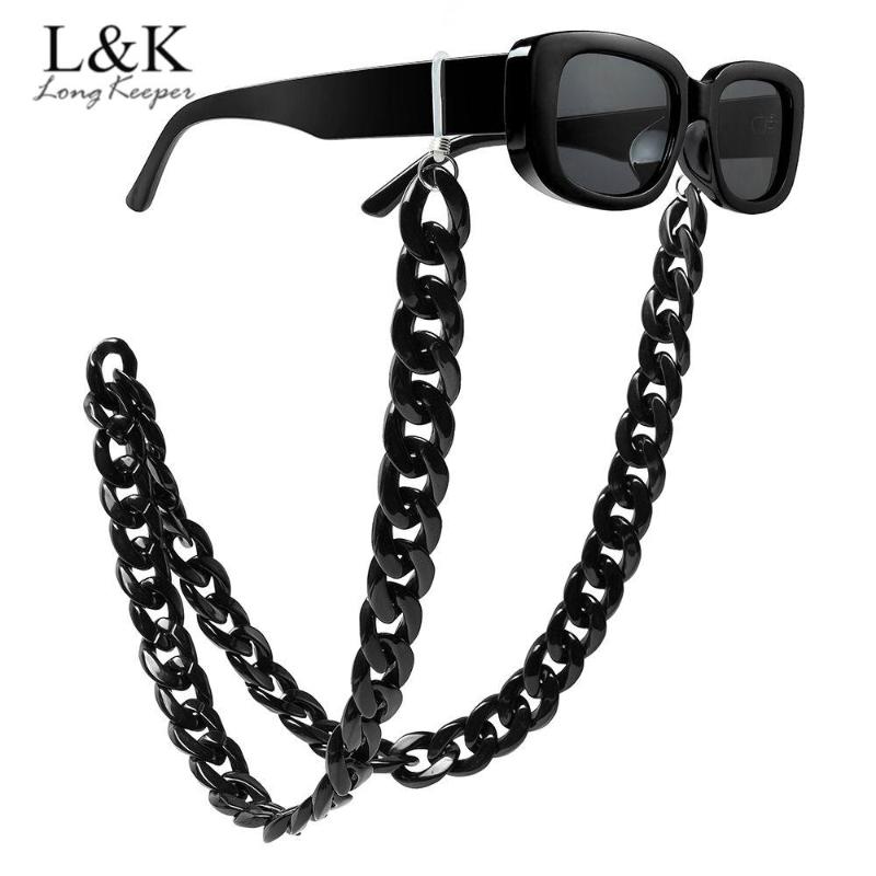 

Sunglasses LongKeeper Small Rectangle With Glasses Chain For Women Fashion Sqaure Eyewear Holder Lanyard Black Eyeglasses Strap