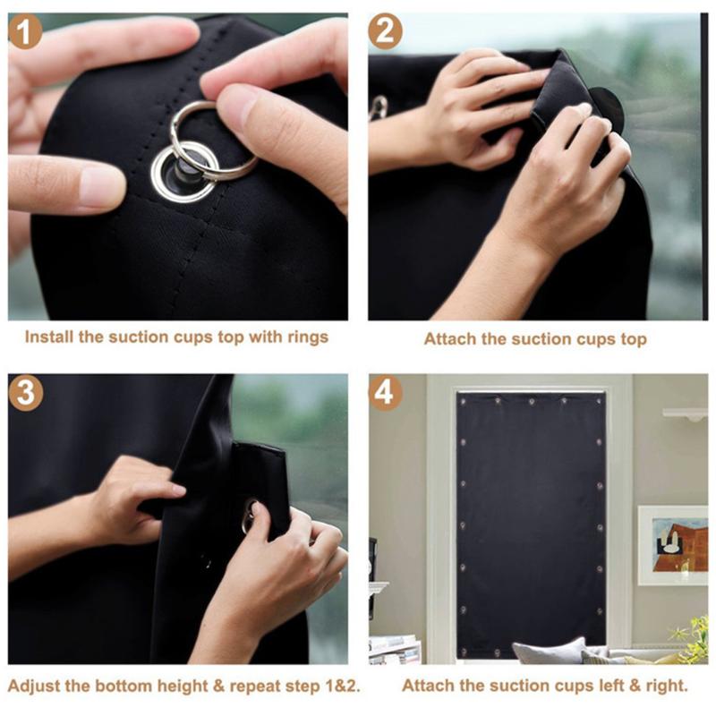 

Portable Suction Cup Blackout Roof Home Travel Solid Curtain Simple Accessories Sun Bedroom Kids Room Folding Temporary