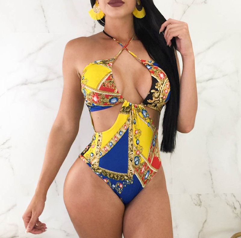 

Gem Quick Dry Swimwear Hipster Padded Push Up Women's One-piece Swimsuits Outdoor Beach Swimming Travel Bandage Wear