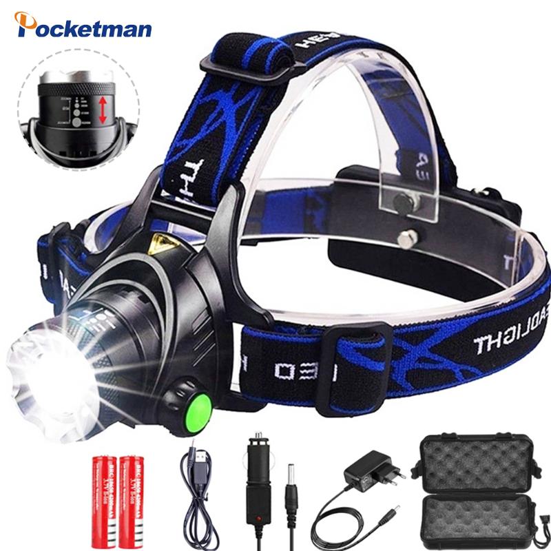 

Headlamps 8000lumens Led Headlamp L2/T6 Zoomable Headlight Head Torch Head lamp by 18650 battery for Fishing Hunting