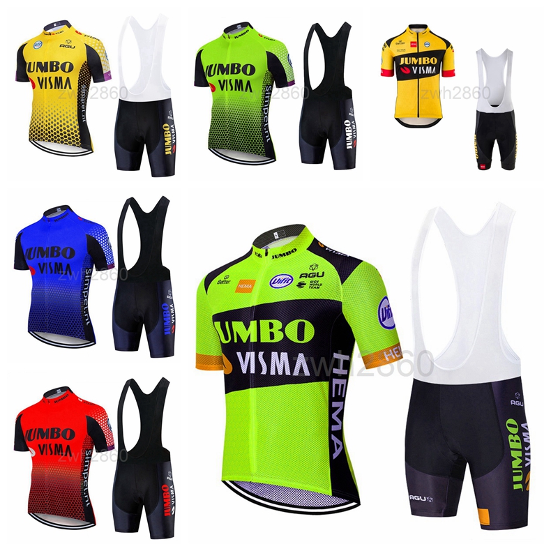 

jumbo visma team New Pro Cycling Jersey Set Maillot Ropa Ciclismo Road Racing Bicycle Men Mountain Bike Clothes Cycling Set 031311, Black;red
