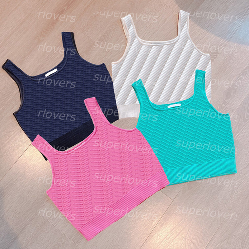 

Letters Jacquard Knit Camis Camisole Womens Sleeve Sling Tops Tanks Charming Fashion Bottoming Vest Top 4 Colors, Blue