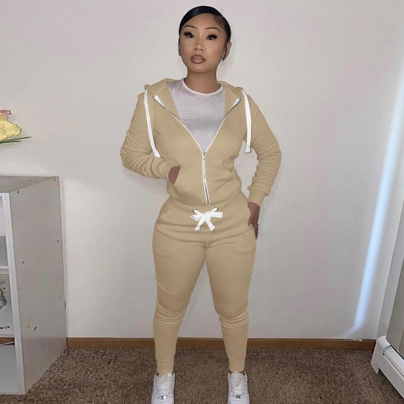 

Women' Two Piece Pants Cotton Hooded Long Sleeve Sweatshirt And Drawstring Sporty Trousers Tracksuit Sets Outside Athletic Activewear, Black