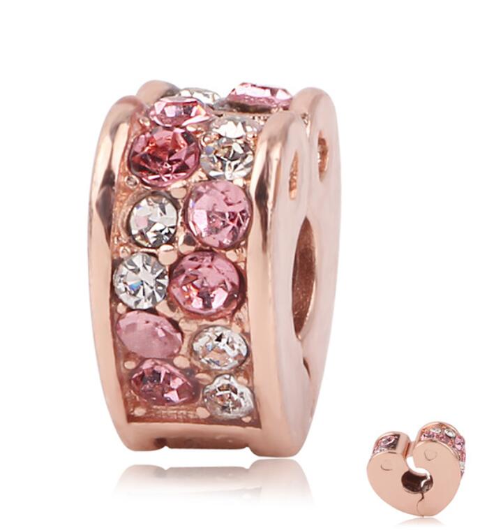 

NEW STYLE S925 Silver 18K Rose European Beads Charms Fit Pandora DIY charms for women bracelets jewelry