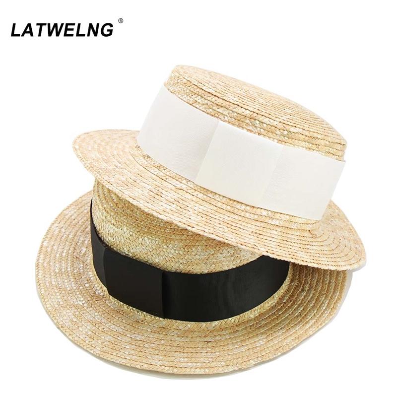 

Wide Brim Hats Wholesale 52cm 57cm Summer Straw Sun Hat Adults & Kids Beach Girls Boys Panama Cap Women Party Dress Drop, White