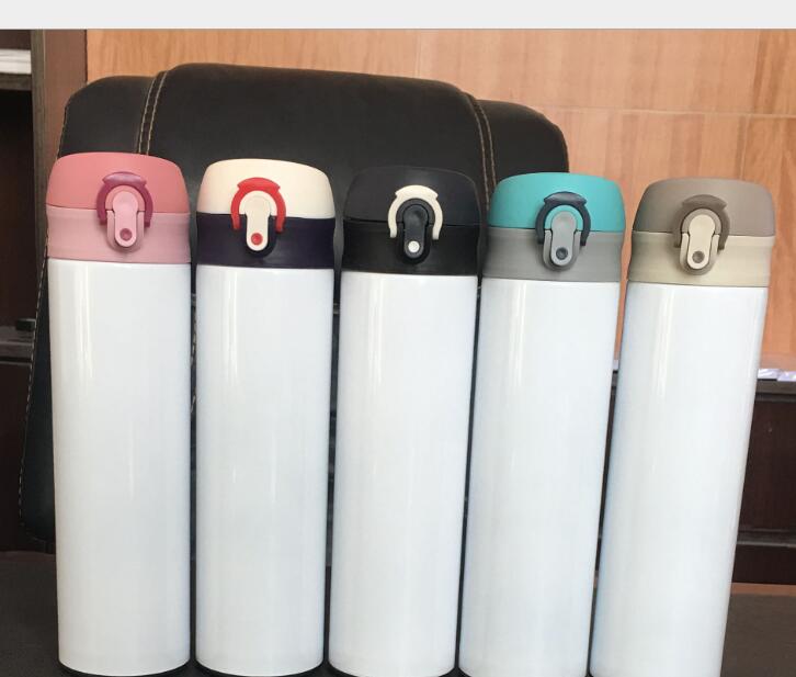 

17oz Sublimation Straight Drinking tumblers 500ml black white water bottle for sublimation Stainless Steel insulated vacuum Bouncing cup, As pic