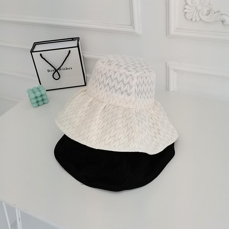 

Wide Brim Hats Korean Retro Elegant Lace Fisherman Hat Female Summer Beach Sun Fashion Breathable, White