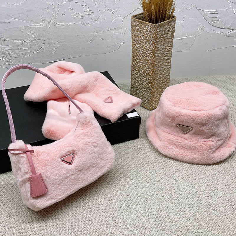 

high qualtiy handbag fashion bags women evening bag pink white woman 3 pieces handbags 3 in 1 womens hats and scarfs with box