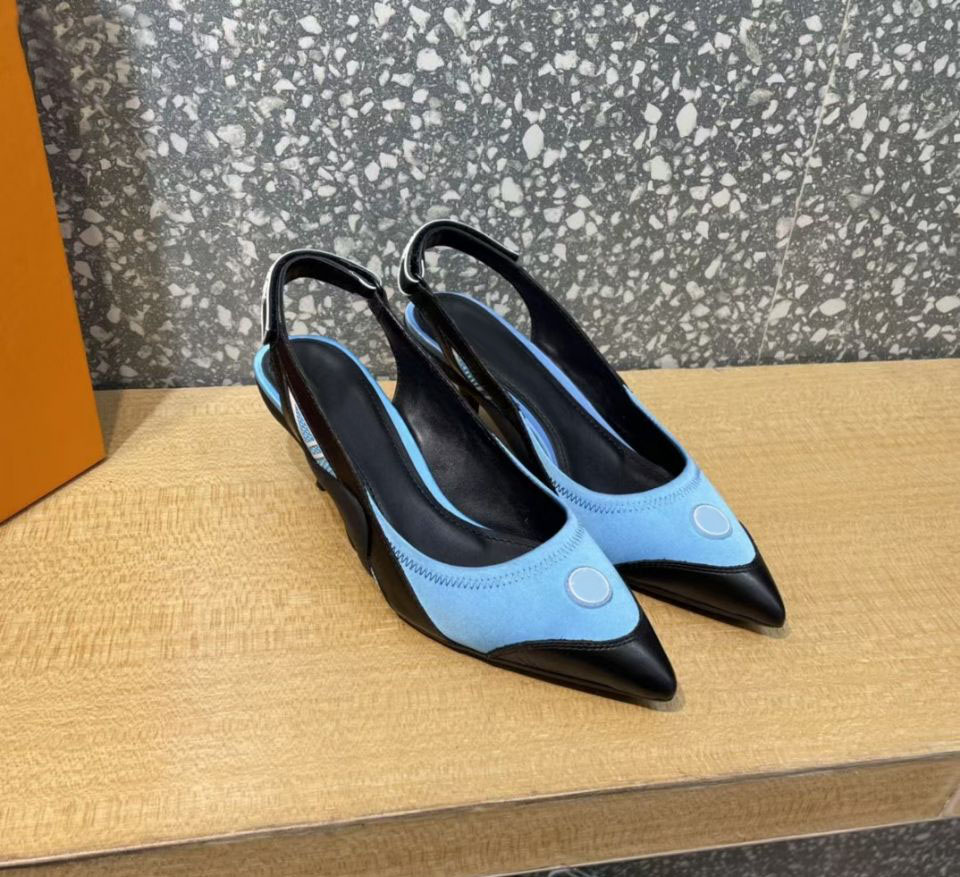 

Pointed women's middle heel 5.5cm sandals fashion leather Satin sewn high heels summer Sexy Wedding luxury show party sending box size 35-42, Black