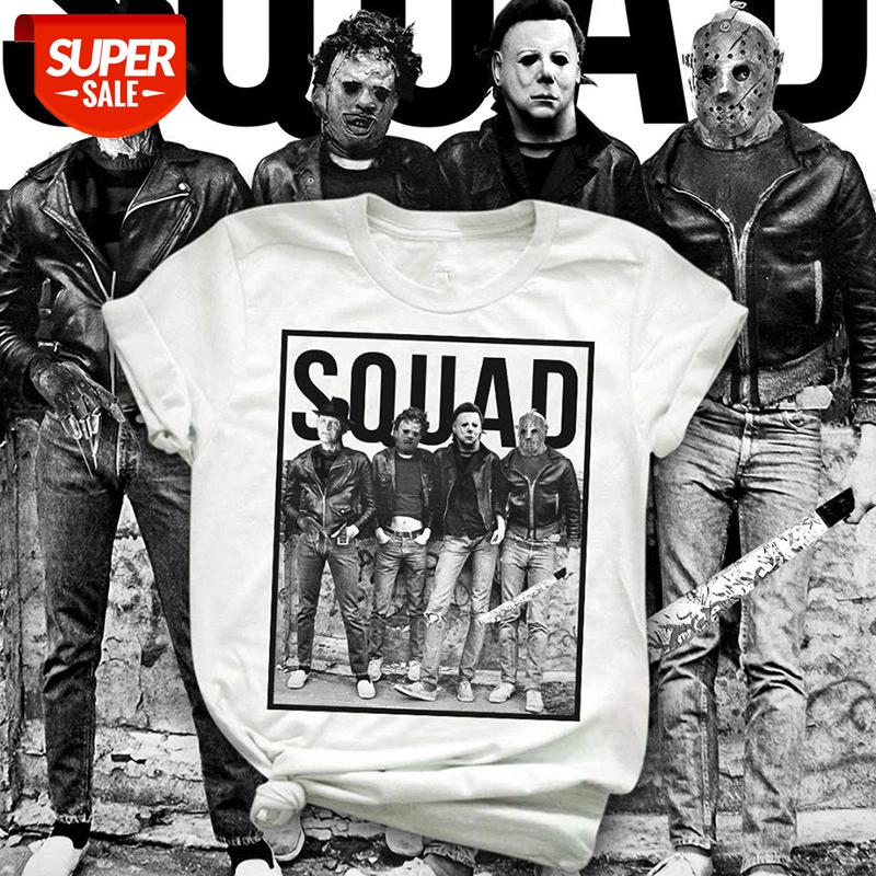

Horror Squad Freddy Krueger Michael Myers Jason Voorhees T Shirt Halloween Tee Casual 100%Cotton Unisex Streetwear #iO55, White;black