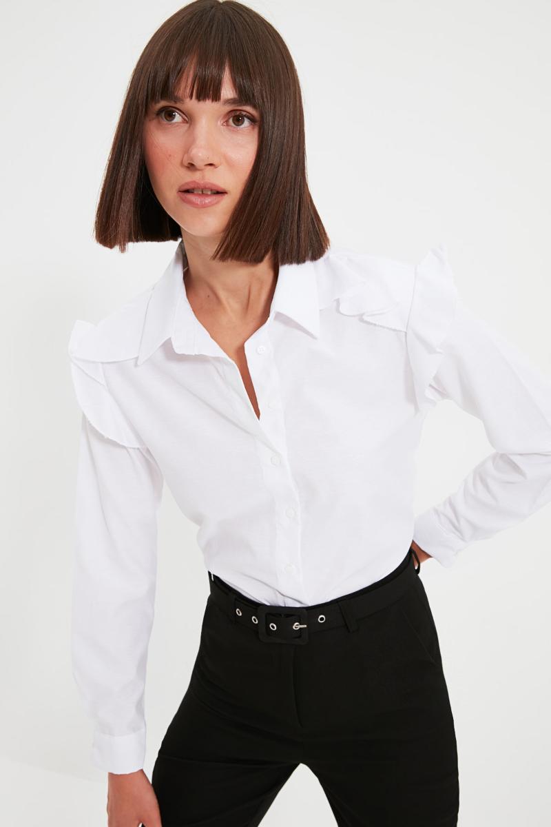 

Women's Blouses & Shirts Trendyol Shoulder Detail Shirt TWOAW22GO0122, White