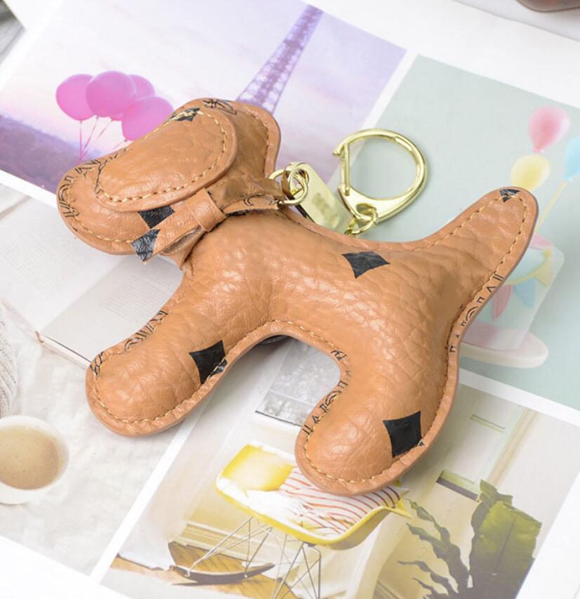 High Quality Genuine Leather Charm Key Ring for Mens Womens Fashion Designer Cartoon Animal Pure Cotton KeyChains Bag Backpack Car KeyChain Jewel